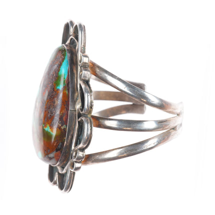 5.8" Vintage Navajo sterling silver cuff bracelet with nice Royston turquoise