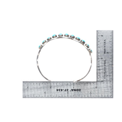 6.3" James Shay Navajo sterling silver snake eye turquoise row cuff bracelet