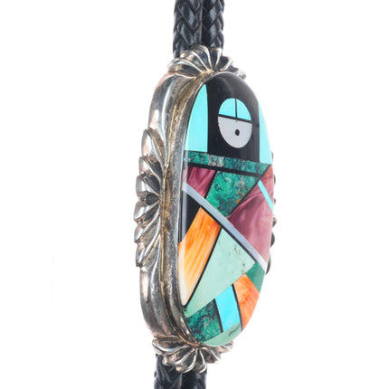 Frank Yellowhorse Navajo heavy turquoise/multi-stone intarsia inlay bolo tie