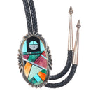 Frank Yellowhorse Navajo heavy turquoise/multi-stone intarsia inlay bolo tie
