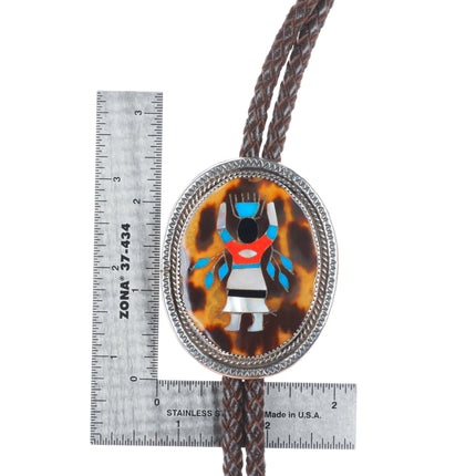 Lambert Homer Zuni sterling silver Kachina dancer shell inlay bolo tie