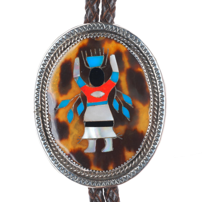 Lambert Homer Zuni sterling silver Kachina dancer shell inlay bolo tie