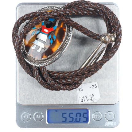 Lambert Homer Zuni sterling silver Kachina dancer shell inlay bolo tie