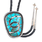 Big c-31 c1960 Zuni Sterling silver Hummingbird turquoise inlay bolo tie