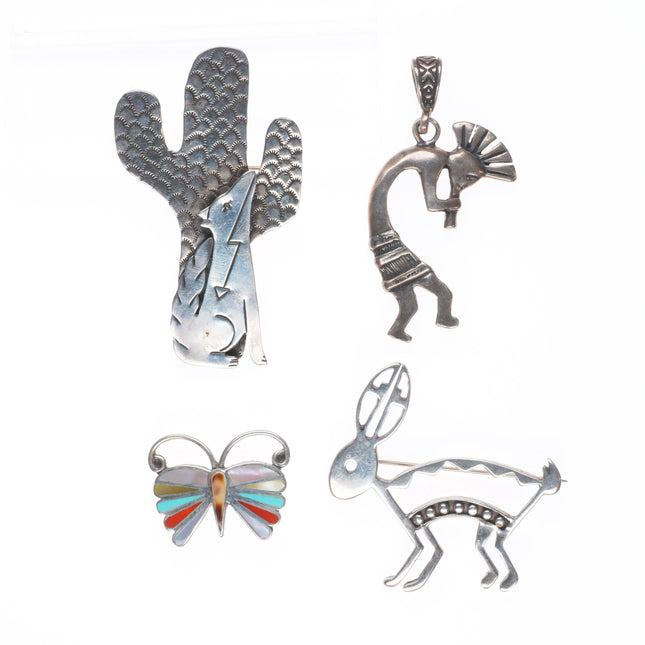Vintage southwestern/zuni/Native American Sterling silver pin/pendant lot