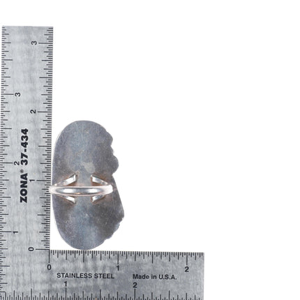 sz9 Big vintage Navajo sterling silver turquoise long ring