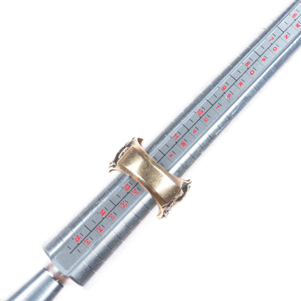 sz12.5 Vintage Navajo Diamond Bisbee Turquoise tufa cast 14k gold men's ring