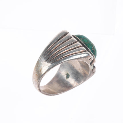 sz10.5 vintage Navajo sterling silver green waterweb turquoise men's ring