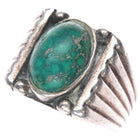 sz10.5 vintage Navajo sterling silver green waterweb turquoise men's ring