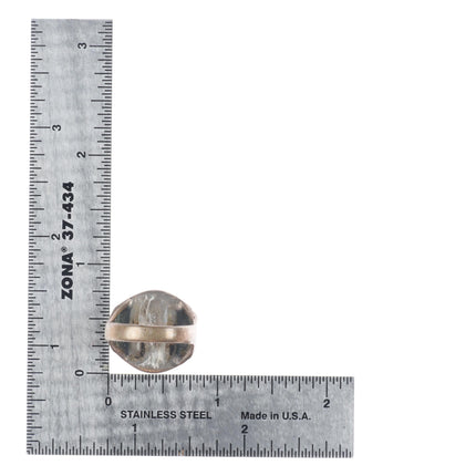 sz8 30's-40's Vintage Navajo sterling silver waterweb turquoise ring