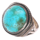 sz8 30's-40's Vintage Navajo sterling silver waterweb turquoise ring