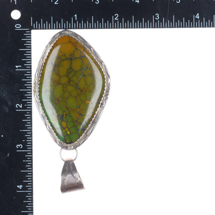 Large Herbert Tsosie Navajo sterling silver green spiderweb turquoise pendant