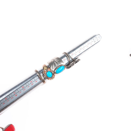 sz4-8 vintage Navajo/Zuni/southwestern style sterling silver turquoise rings lot