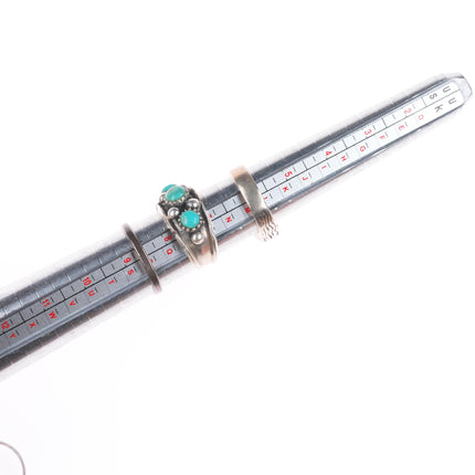 sz4.5-10 vintage Navajo/Zuni/southwest style sterling silver turquoise rings lot