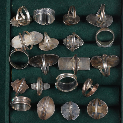 sz4.5-10 vintage Navajo/Zuni/southwest style sterling silver turquoise rings lot