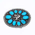 small Vintage Navajo sterling silver eagle turquoise cluster belt buckle