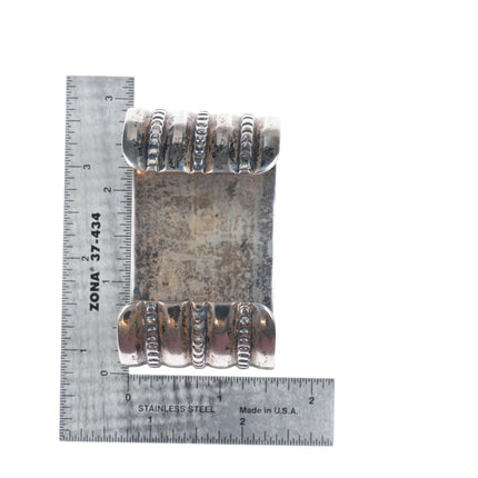 7.1" c1950 Heavy vintage Navajo sterling silver wide band cuff bracelet