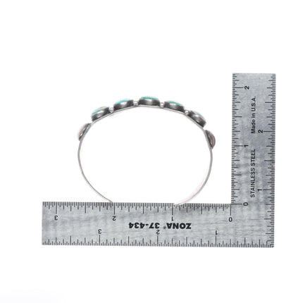 6" 30's-40's Navajo sterling silver Cerrillos turquoise row cuff bracelet