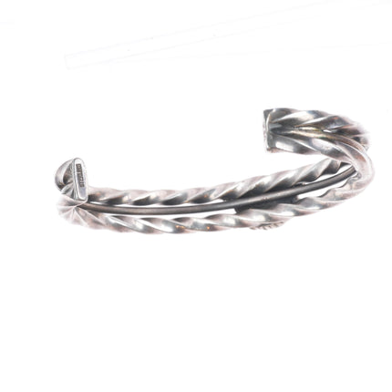 6.7" Vintage KM Native American sterling silver Arizona Fire Agate cuff bracelet