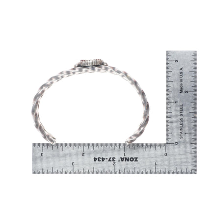 6.7" Vintage KM Native American sterling silver Arizona Fire Agate cuff bracelet