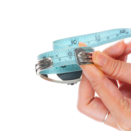 6.1" Vintage Navajo sterling silver turquoise rope bezel cuff bracelet