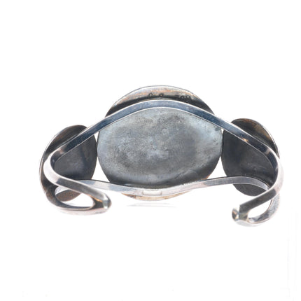 6.8" Vintage Navajo sterling silver domed shadowbox turquoise cuff bracelet