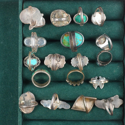 sz2-10 vintage Navajo/Zuni/southwestern style sterling silver turquoise ring lot