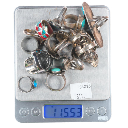 sz3-12 vintage Navajo/Zuni/southwestern style sterling silver turquoise ring lot