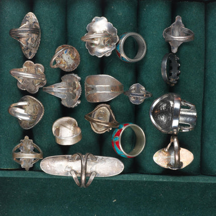 sz3-12 vintage Navajo/Zuni/southwestern style sterling silver turquoise ring lot