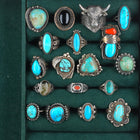sz3-12 vintage Navajo/Zuni/southwestern style sterling silver turquoise ring lot