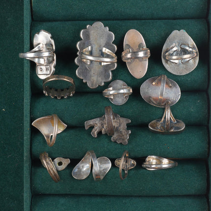 sz5-8 vintage Navajo/Zuni/southwestern style sterling silver turquoise ring lot