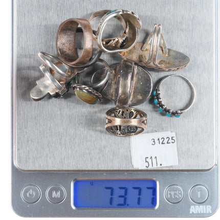 sz5-11 vintage Navajo/Zuni/southwestern style sterling silver turquoise ring lot