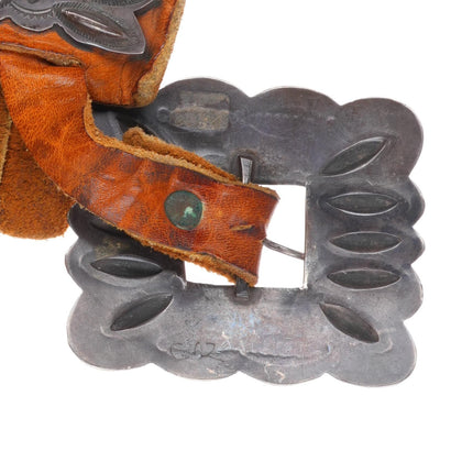 20's-30's Navajo sterling silver butterfly concho belt intricately stamped