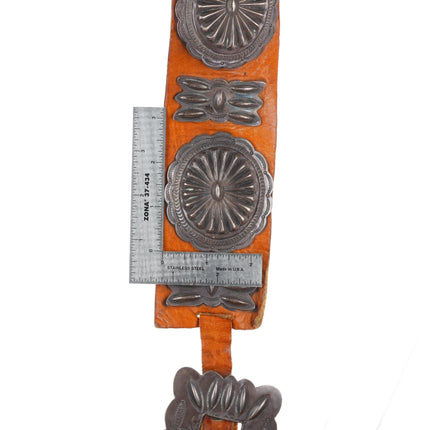 20's-30's Navajo sterling silver butterfly concho belt intricately stamped