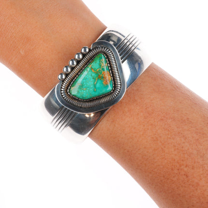 6.5" William Vandever Navajo sterling silver Royston turquoise cuff bracelet