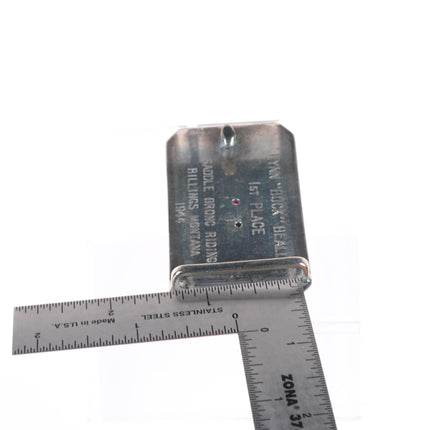 1940's McCabe 10k gold/hand engraved sterling silver rubies longhorn belt buckle