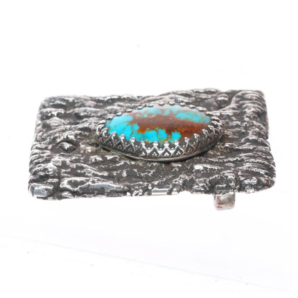Vintage Blalock Tufa Cast sterling silver high grade turquoise belt buckle