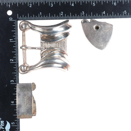 Large James Martin southwestern modernist sterling silver ranger belt buckle set