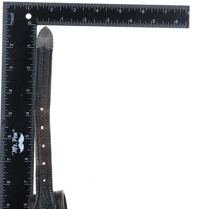 Vintage Navajo sterling silver 3/4" ranger belt buckle set bowtie keepers