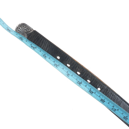 Vintage Pete Morgan Navajo sterling silver 1" ranger belt buckle set