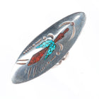 sz4 Tommy Singer Navajo sterling silver peyote bird chip inlay turquoise ring