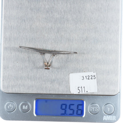 sz4 Tommy Singer Navajo sterling silver peyote bird chip inlay turquoise ring