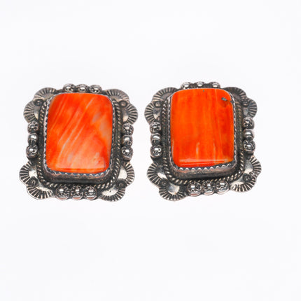 Vintage Navajo sterling silver spiny oyster earrings Golden Eagle Trading Co