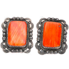 Vintage Navajo sterling silver spiny oyster earrings Golden Eagle Trading Co
