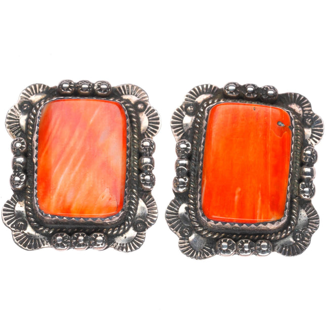 Vintage Navajo sterling silver spiny oyster earrings Golden Eagle Trading Co