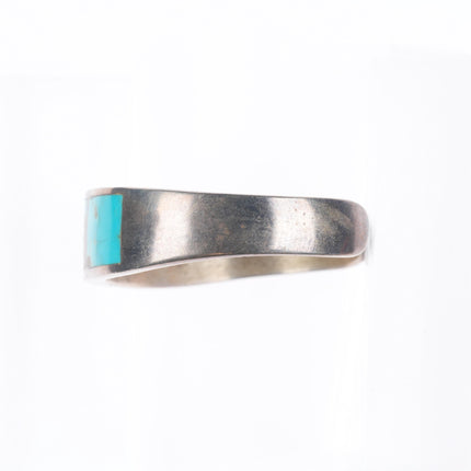6.7" Vintage Navajo sterling silver turquoise channel inlay cuff bracelet