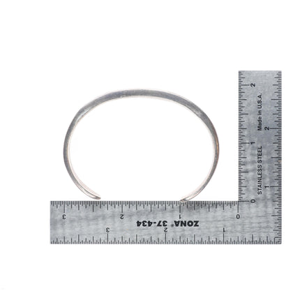 6.7" Vintage Navajo sterling silver turquoise channel inlay cuff bracelet