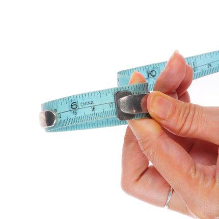 6.7" Vintage Navajo sterling silver turquoise channel inlay cuff bracelet