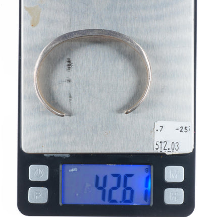 6.7" Vintage Navajo sterling silver turquoise channel inlay cuff bracelet