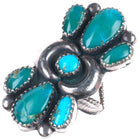 sz6.5 40's-50's Zuni Ondelacy repousse sterling silver turquoise cluster ring